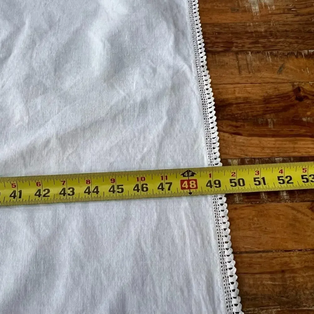 Vintage Cotton White Tablecloth 49 x 52